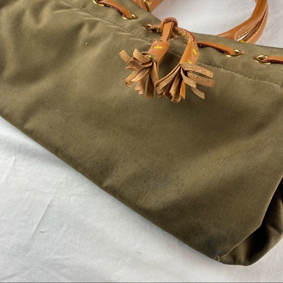 Dooney Bourke Handbag Canvas Leather Handle Trim - Picture 3 of 13